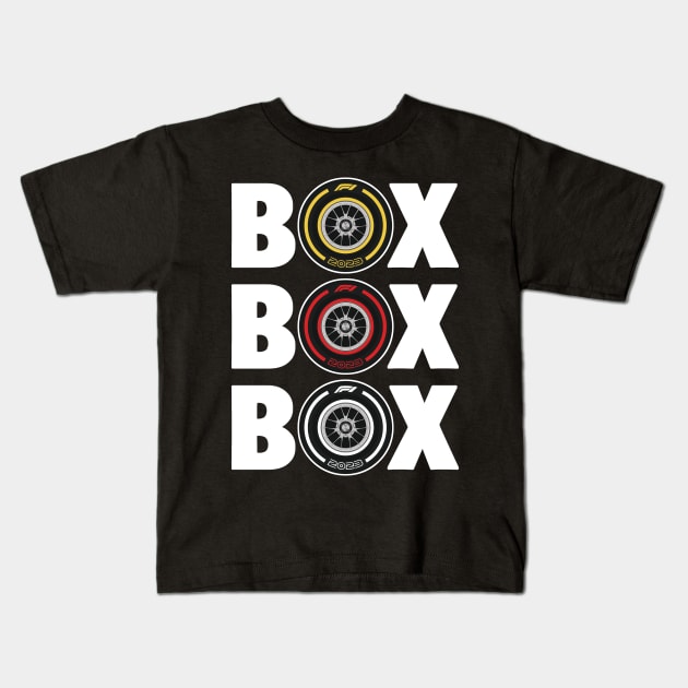 Box Box Box - F1 Pitstop Kids T-Shirt by RetroPandora